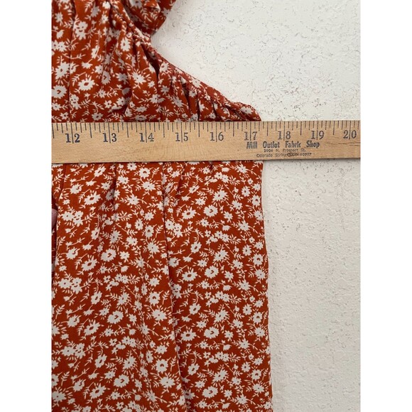 Entro Womens Ruffle Floral Sleeveless Blouse Size M Brown White Boho Cottagecore - Picture 6 of 8